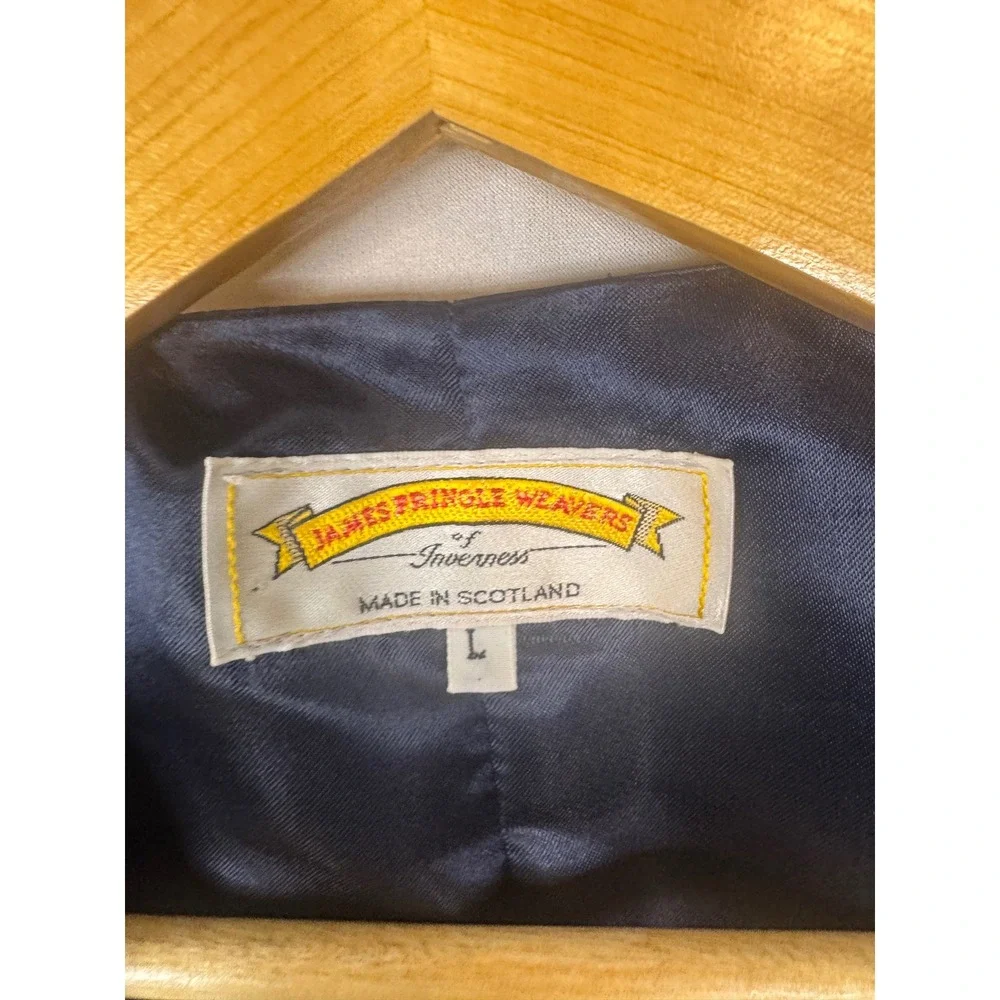 James Pringle Weavers Scotland Wool Vest Mens Large Plaid Tartan Waistcoat Navy